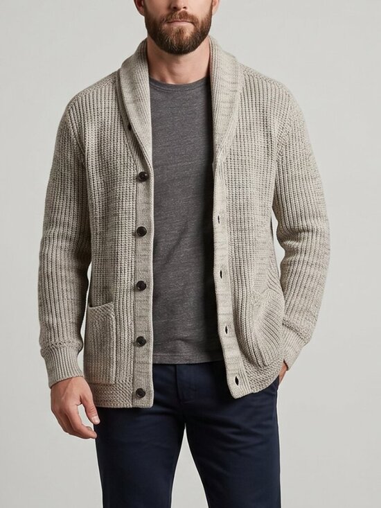 Polo Ralph Lauren Other - Polo Ralph Lauren Chunky Shawl Collar Cardigan Oatmeal Beige Cotton Knit L